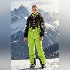 Bogner Black and Neon Green Ski Jacket